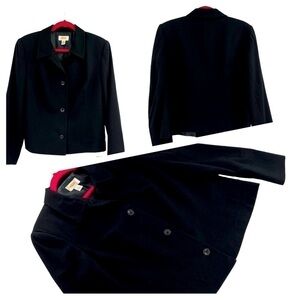 TALBOTS Black Wool Blazer Suit Jacket Made In USA size 14 petites